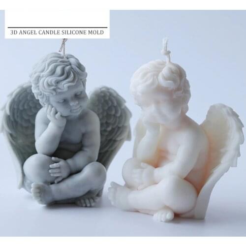 Large Size 3D Angel Candle Silicone Mold Little Angel Decoration Aroma Gypsum Mold Soap Silicone Mold DIY Material