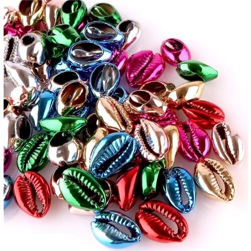 50pcs Colorful Charms Shiny Shell Connector Loose Beads For Jewelry Findings Making DIY Handmade Necklace Bracelet Gift