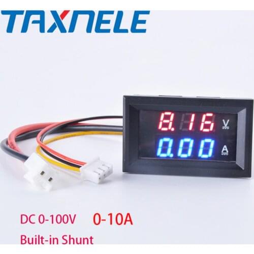 Free Shipping DC Digital Voltage Current Meter LCD DC 0-100V 10A Voltmeter Ammeter Built-in Shunt