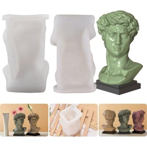 N84D Davids Head Flowerpot Silicone Mold Pen Holder Mold Resin Epoxy Craft Polymer Clay DIY Ornament Jewelry Making Tool