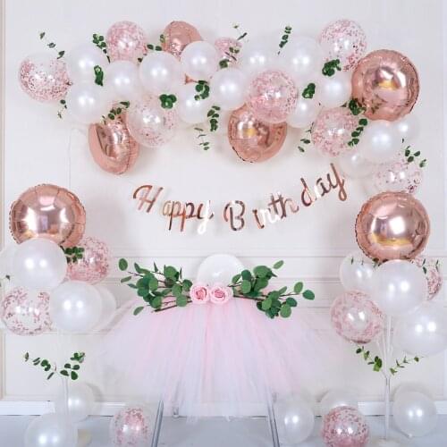 Baby Shower Decorations Balloon Arch Gose Gold Girls Birthday Party Gender Reveal Balloons Wedding Decoration Background Wall