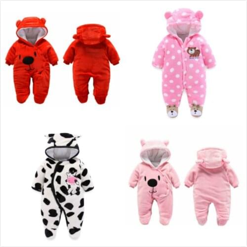 Baby Winter Romper Fleece Long Sleeve Jumpsuit Overalls Boys Warm Clothes Hoodie For Girls Bear Infant Newborn Autumn Coat Kids