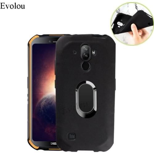 For Doogee S40 Pro Stand Back Cases For Doogee S40 Lite 4G Matte Silicone Soft Finger Ring Magnet Phone Case Cover Capa