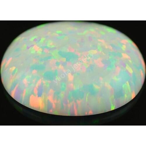 Hot Sale Multi sizes 6*8mm-13*18mm Oval Cabochon Flat Bottom OP17 Synthetic White Loose Fire Opal Cabochon stone