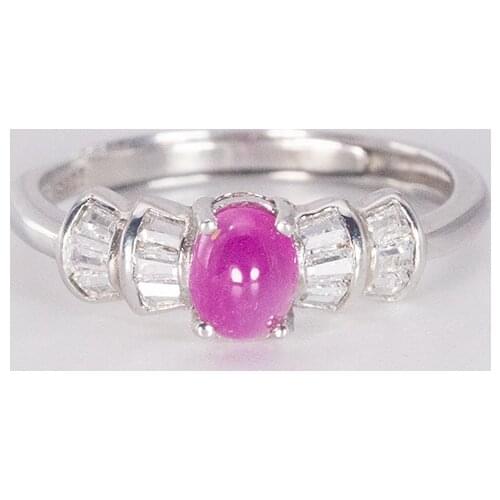 Natural Ruby ring 925 silver Fine Jewelry Gift For women‘s ring size 4*6mm
