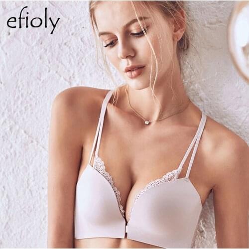EFIOLY NT19A0059 Sexy Lace Bra Set Without Rims Without Tracess Push Up Bra Bra And Panty Set Beautiful Back Cross Underwear Set
