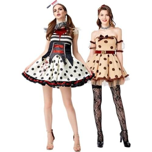 Halloween Party Horror Ghosts Joker Clown Circus Cosplay Costume stage performance Mini Mouse Dress