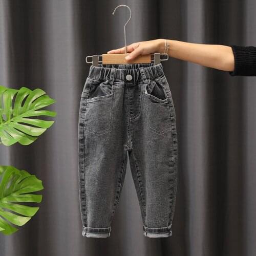 Fashion Childrens Jeans Spring and Autumn Elastic Band Pants Boys and Girls Baby Casual Trousers Boys Jeans Size: 90-130