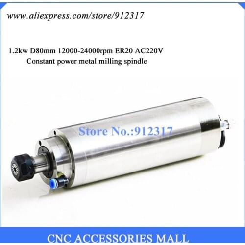 Constant power grinding spindle motor 1.2kw 80mm diameter ER20 220V with P4 ceramic bearings for milling metal