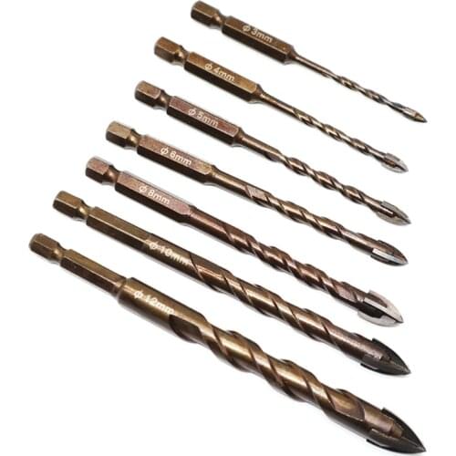 Hexagonal Handle Cross Alloy Ceramic Four-blade Drill Drill Bit Set Durable Professional Drilling Bits for Tile Glass
