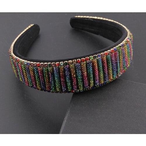 New Fashion Cross-border Baroque Inlaid Colorful Rhinestones Colorful Personality Headbands Ladies prom catwalk Hair 844