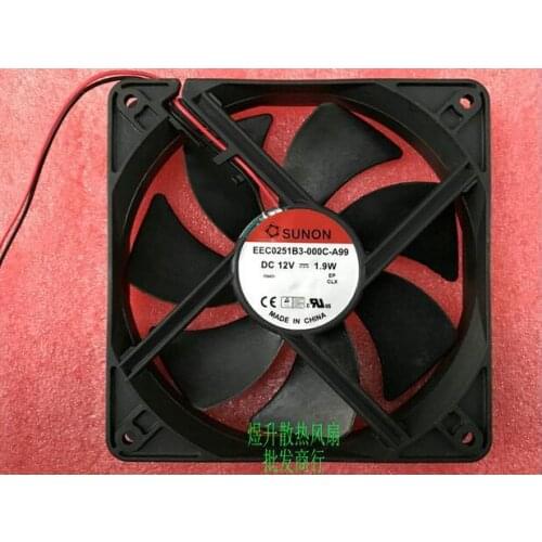 Original SUNON 12025 EEC0251B3-000C-A99 DC 12V 1.9W 120*120*25MM 2-line Mute Cooling Fan