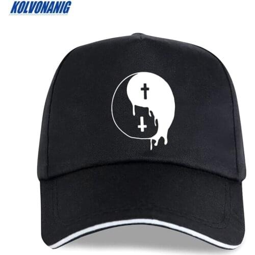Punk Taiji Yin Yang Cross Print Baseball Cap for Men Streetwear Hip Hop Curved Brim Caps Cotton Unisex Adjustable Snapback Hats