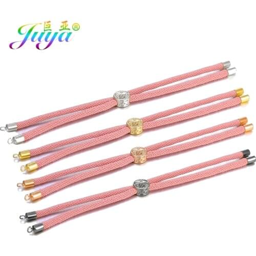 Juya 7 Colors Black Red String Woven Rope Macrame Cord Chain with Life Tree Slider Beads Adjustable Chains For Making Bracelets