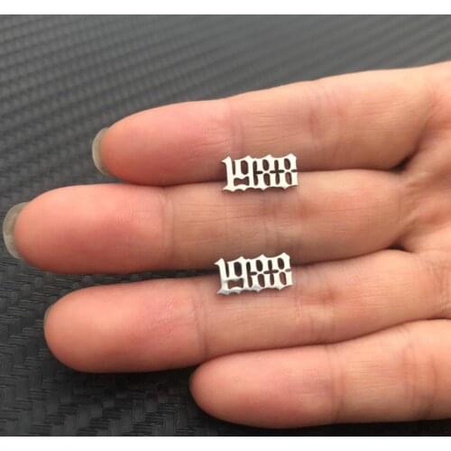 Jisensp 2019 Simple Design New Fashion Birthday Date Stud Earrings Geometric Jewelry for Women Kids Party Birthday Gift bijoux