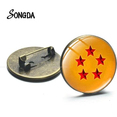 Seven Stars Ball High Quality Metal Brooches Glass Cabochon Backpack Badges Lapel Pin Classic Japan Anime Collection Accessories