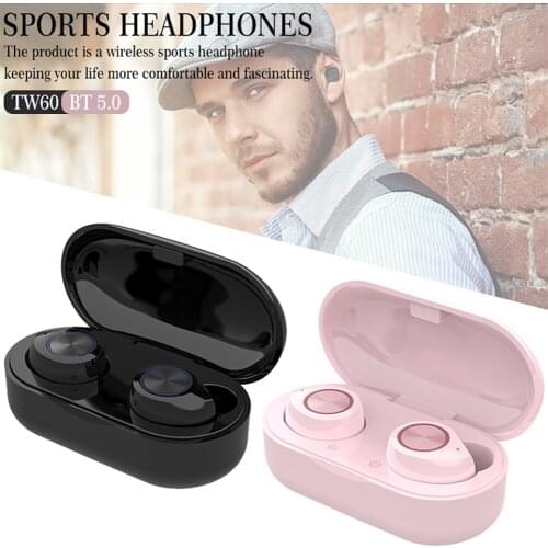 TW60 Bluetooth Headset Wireless Earbud Touch Bluetooth Sports Headphones With Charging Case Noice Reduction Earphone