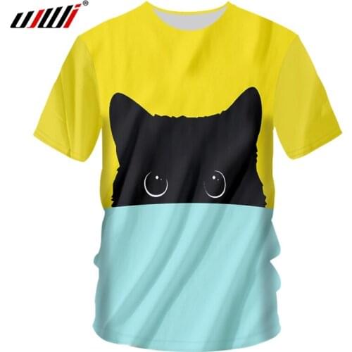 UJWI 2019 Summer Yellow blue cute Cat Men/women 3d T-shirt Printed Deadshot Tshirt Casual Tops Tee Dropship Short Top 7xl