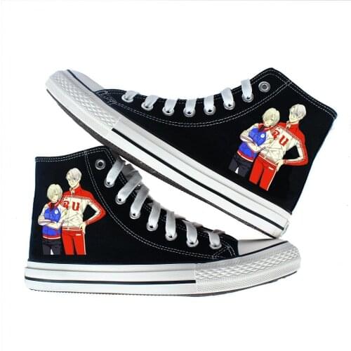 Unisex Anime YURI!!! on ICE Casual Ankle Canvas Shoes Yuri Katsuki Victor Nikiforov Preppy Student plimsolls duck shoes Sneakers