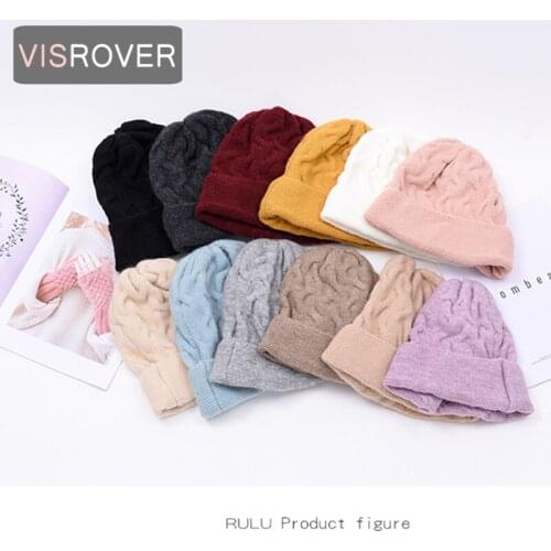 VISROVER 12 colorways new Autumn Winter hat unisex twist shape wool beanies New cashmere woman Warm knitted bonnet wholesales
