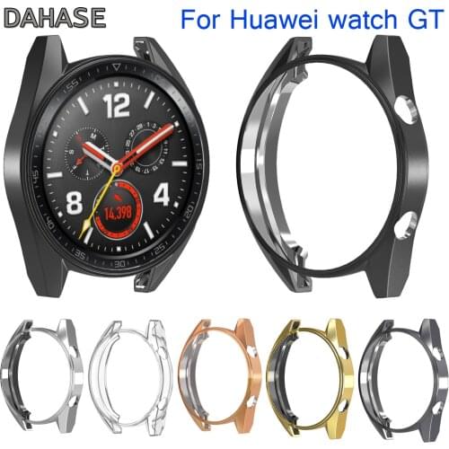 Plating TPU Protective Case for Huawei Watch GT Bumper Cover Soft Silicone Watch Case for Huawei Smart Watch GT Frame Band