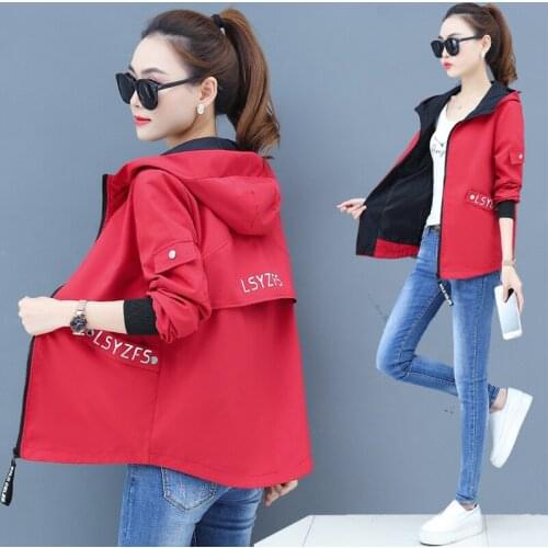 Plus Size Hooded Women Jacket 2021 Spring New Windbreaker Female Long Sleeve Casual Thin Baseball Uniform Ladies Coat 4XL G887
