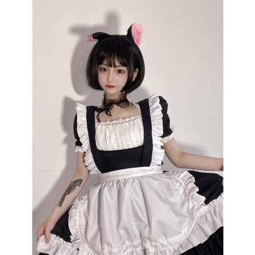 Women Lovely Maid Cosplay Costume Lolita Long Dresses Black Anime Show Tea Party Japanese Outfit Dress kawaii Clothes Costume