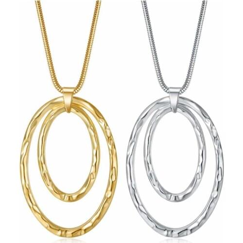 ASHMITA Oval Shape Long Pendant Necklaces for Women Knot Disk Circle Tassel Pendants Statement Sweater Necklace Set