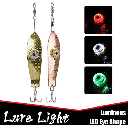 1PCS Fishing Lure Light LED Fishing Lamp Luminous Lure Deep Underwater Eye Shape Fishing Bait With Hook Fishing Squid Lure