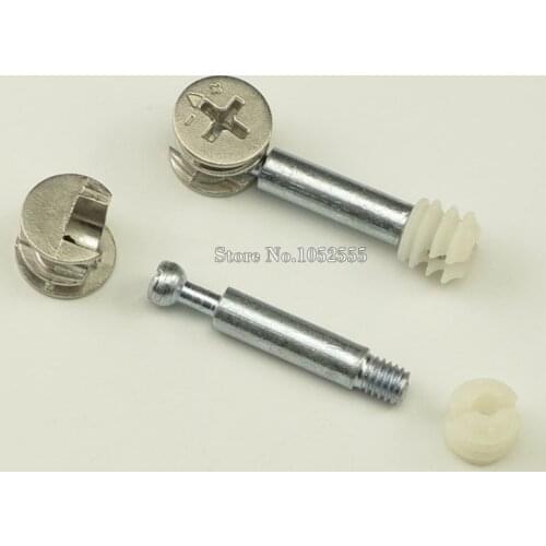 100Set 3 in 1 Furniture Connecting Fittings Nut Bolt Connector Cam Fitting Eccentric Wheel with Dowel and Pre-inserted Nut K227