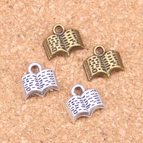 136pcs Charms open Holy Bible book 11mm Antique Pendants,Vintage Tibetan Silver Jewelry,DIY for bracelet necklace
