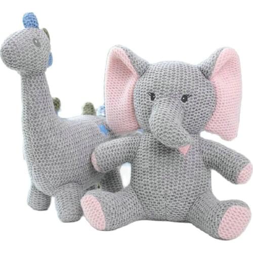Nordic style Ins hot Knitted Unicorns elephant Bunny Dinosaur Stuffed Toy Toy Safety Bite Baby toys infant Sleeping Appease Doll