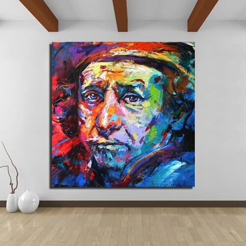 JQHYART Rembrandt Portrait Oil Painting Acrylic On Canvas Art Prints For Living Room Home Decoration No Framed