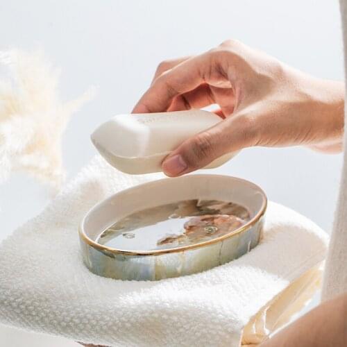 Nordic Ceramic Soap Box Creative Bathroom Decoration Ornaments European Style Soap Dish Ceramic Bathroom Soap Storage Tray