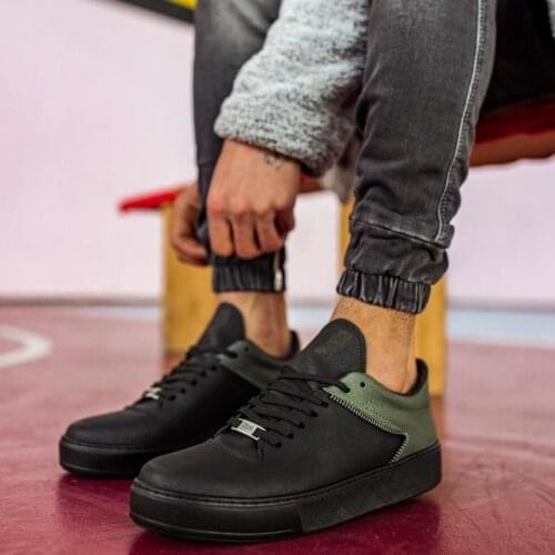 Knack Casual Male Shoes 099 Black Green Seasonal Sports Style Laced Orthopedic Casual Outsole Spring Summer 2021 Fashion