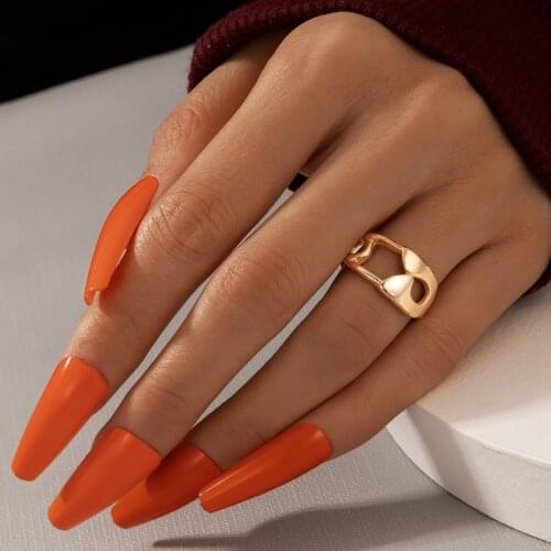 Docona Gold Color Geometric Hollow Rings for Women Trendy Glossy Joint Metal Alloy Ring Female Wedding Jewelry Anillos 17407