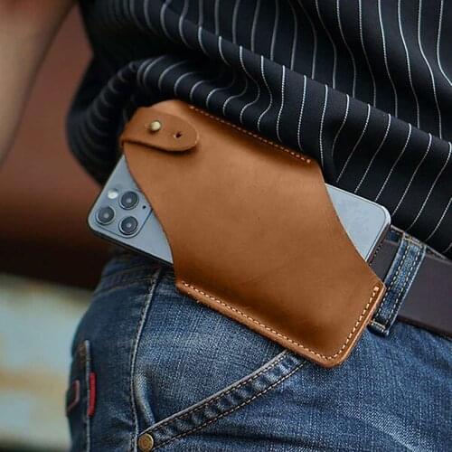 Cow Leather Belt Clip Holster Case for 5-6.5 inch Mobile Phone Pack Waist Bag Sport Covers Cell Phone Accessories Mini Bags