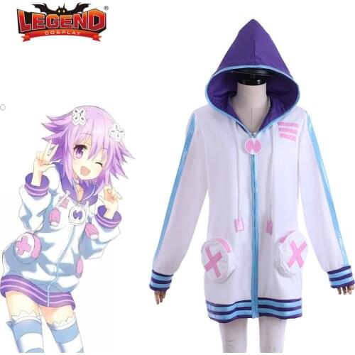 Cosplay legend Hyperdimension Neptunia Neptune Cosplay Costume Neptune Zipper Hoodies Top Coat Girls Jacket Custom Made H001