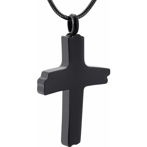 Finely crafted Cross Pendant For Ashes Memorial Jewelry Black Cross Cremation Urn Jewelry Urns Necklace 20'' Snake Chain New