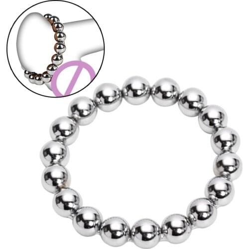 Male Metal Dick Penis Cock Ring Cockring For Men Beads Delay Ejaculation Scrotum Chastity Device Stainless Steel Sextoys