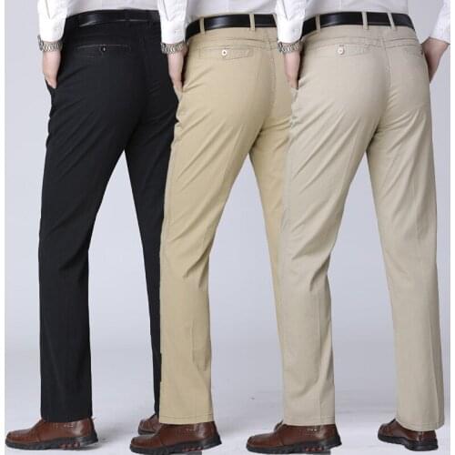 2022 Mens Cotton Spring and Summer Thin High Waist Straight Loose Trousers