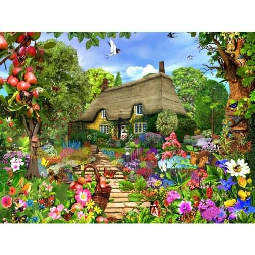 Garden Cottage DIY 5D diamond painting Full Square Round Drill mosaic embroidery Rhinestone needlework Home decoration AA2609