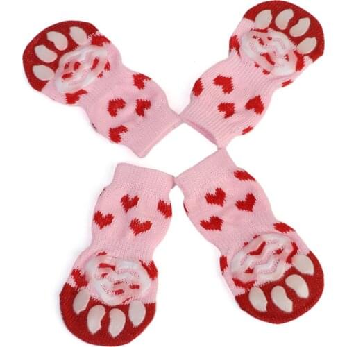 4pcs/Set Pet Socks Cute Pattern Cotton Dogs Cats Socks Soft Pure Sweet Indoor Floor Socks Pet Supplies For Spring Autumn Winter