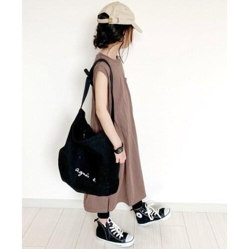 Girl Clothes 2020 Summer New Childrens Clothing Japanese Solid Color Girls Dress