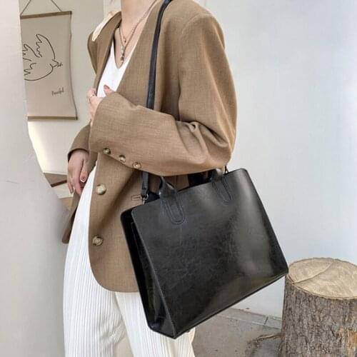Solid PU Leather Handbags Large Women Bag High Quality Casual Female Shoulder Bags Trunk Tote Ladies Messenger Bags