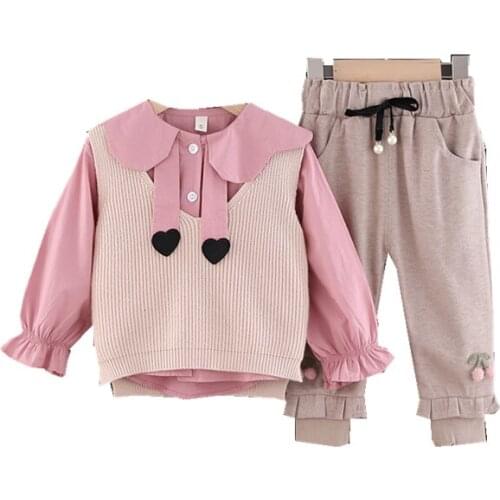 Autumn Clothes Children Fashion Clothing Girl Lovely Vest T Shirt Pants 3Pcs/sets Spring Toddler Casual Tracksuit Infant Outfit