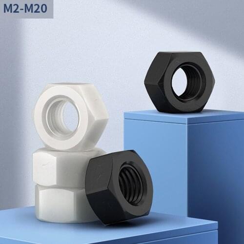 Plastic Hex Nuts Nylon Insulation Screws Locknuts Hexagon Screw Caps White and Black Color Varies Specifications M2M3M4M6-M16M20