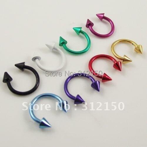 SaYao 50pcs Free Shipping Eyebrow Ring tragus ring Nose Ring16G Spike Circulars Horseshoes body jewelry piecing jewelry