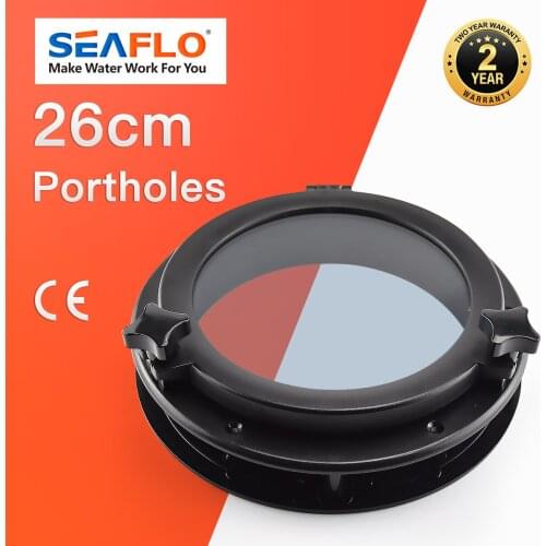 SEAFLO Round Portholes Plastic Hatches Port Lights Opening Window Black White 10 inch 26cm Marine Boat RV SFPP2-02 SFPP2-01
