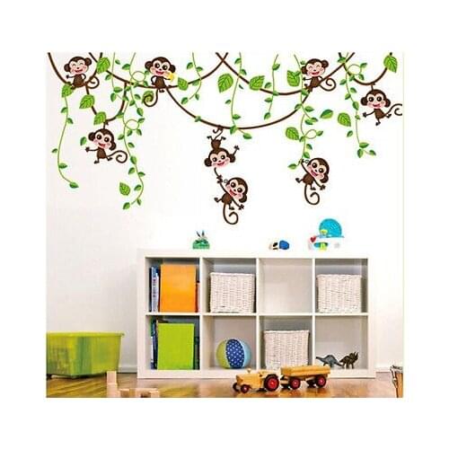 Removable Jungle Monkey Tree Wall Stickers PVC Art Vinyl Decal Baby Nursery Room Decor DIY